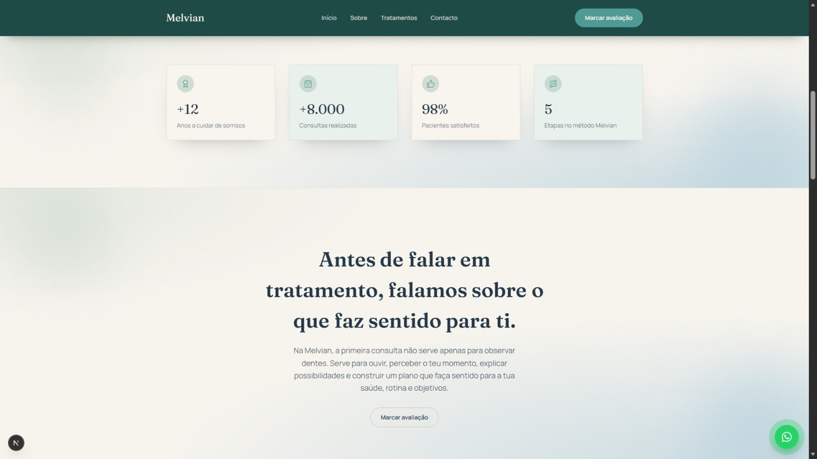 Melvian Clínica Dentária — ecrã 2
